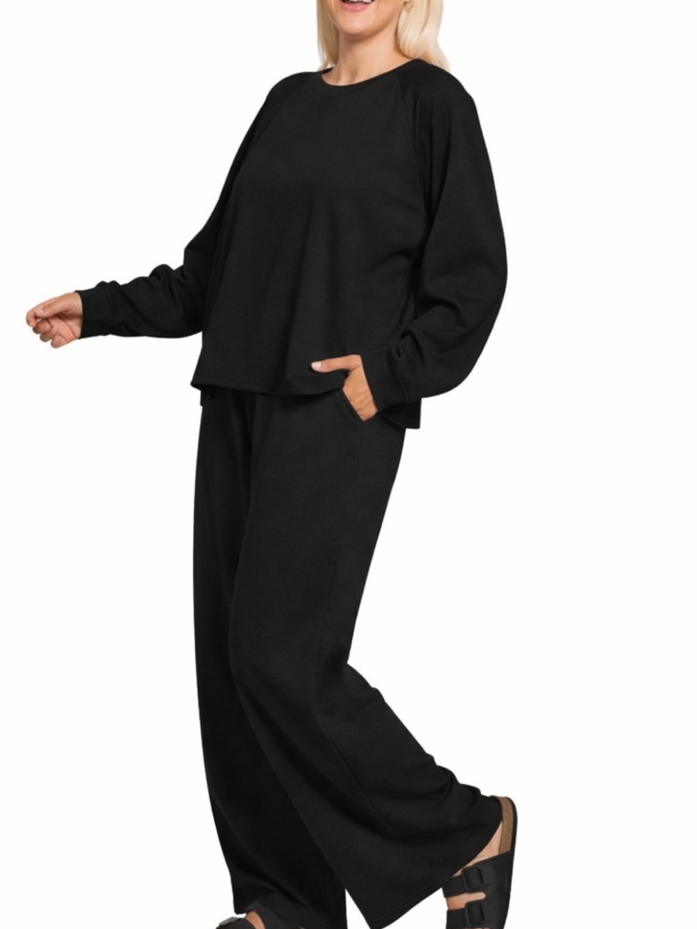 Zenana Outfitters Black Relaxed Lounge Set
